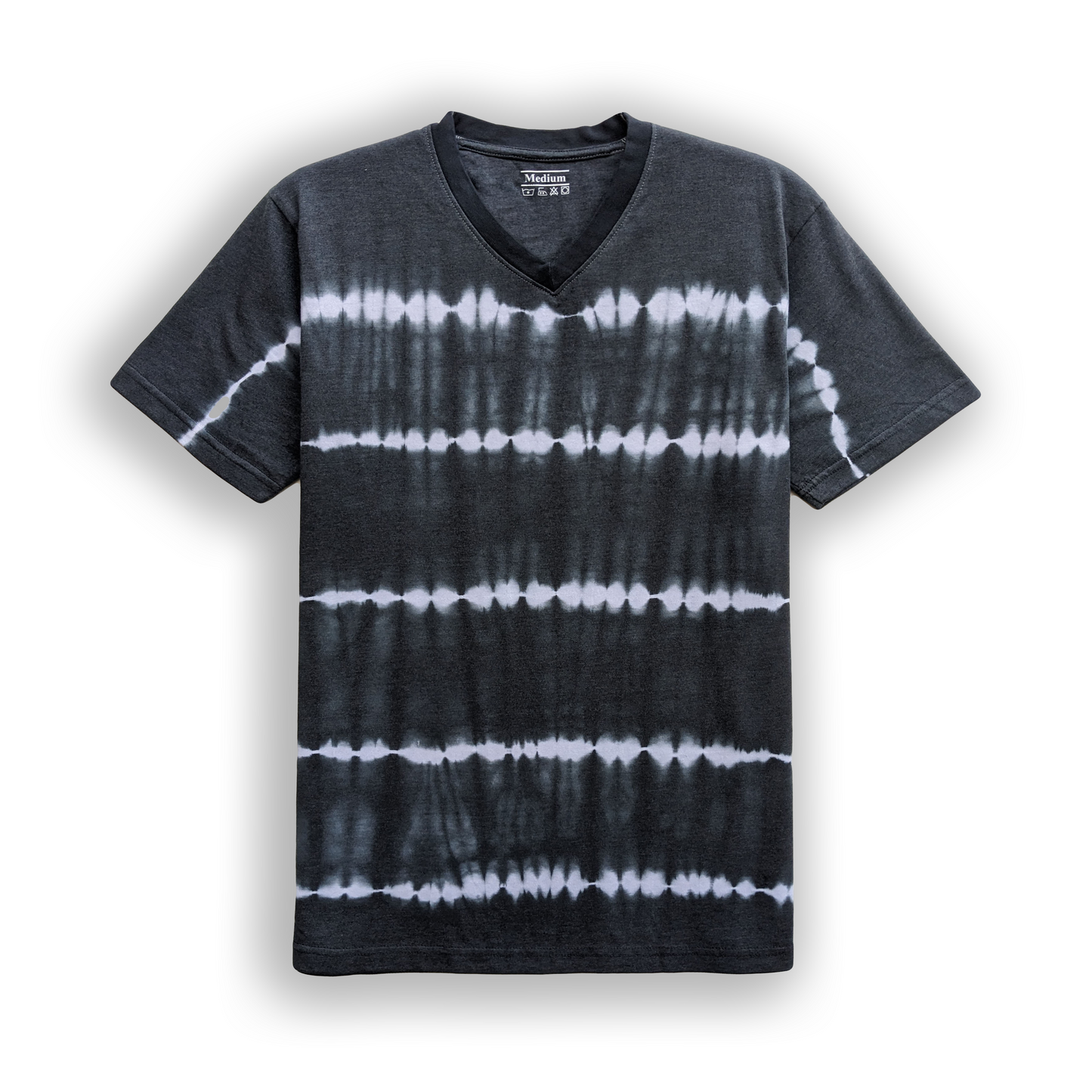 Allover Stripe V Neck T-Shirt Black.