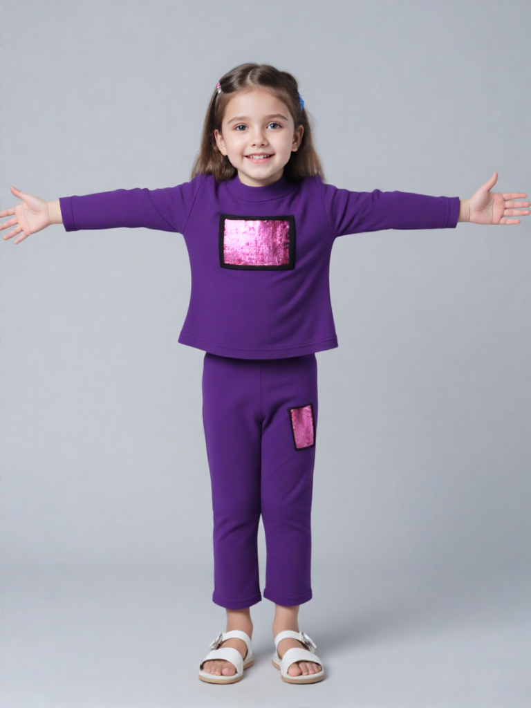 kid's Purple Sequin Tracksuit