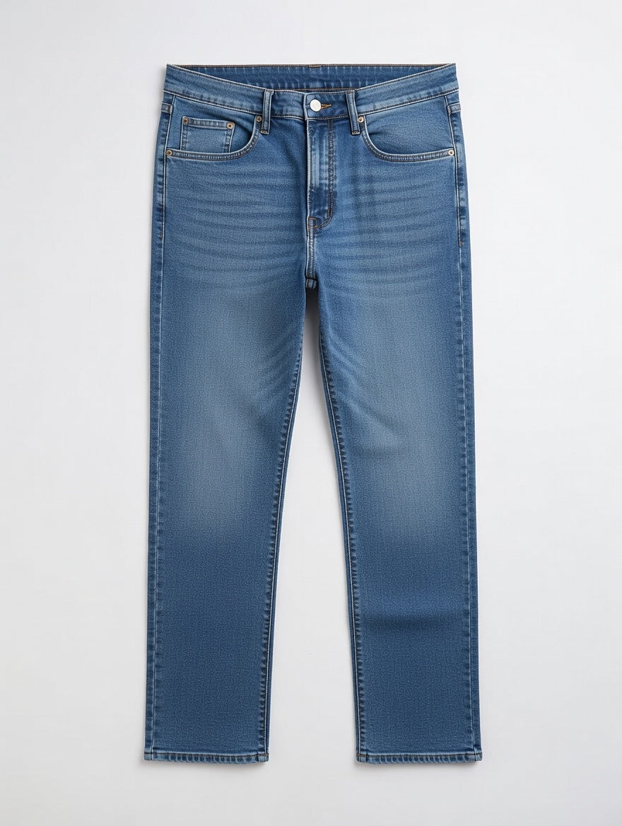 High-Waist Straight Jeans Blue - Women's