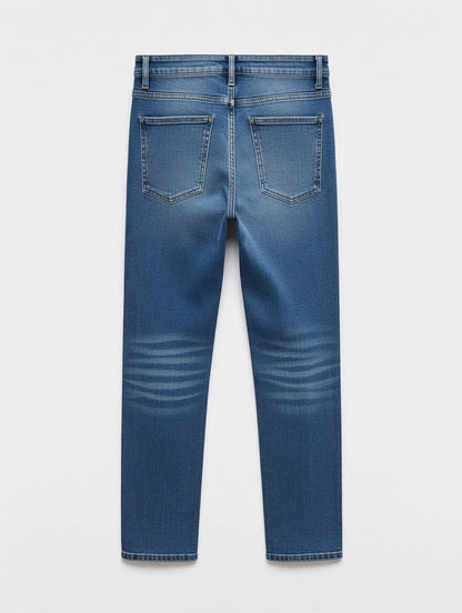 High-Waist Straight Jeans Blue - Women's