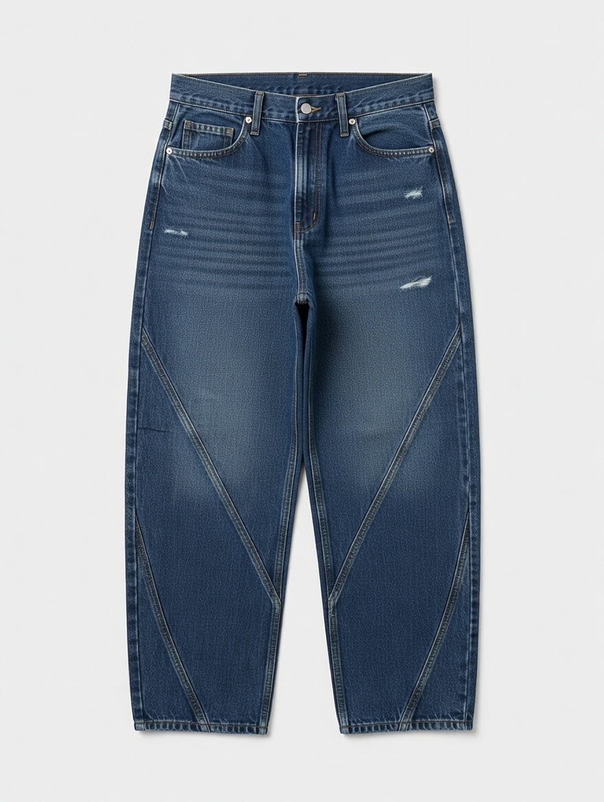 Distressed Panel Jeans Blue - Women's