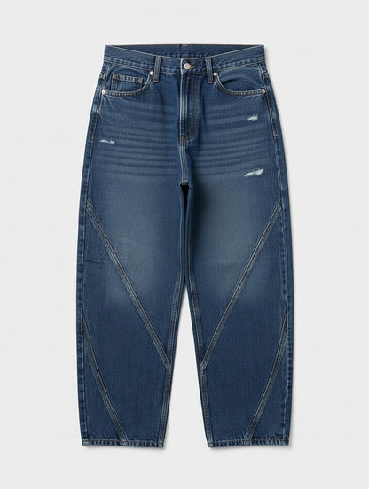 Distressed Panel Jeans Blue - Women's