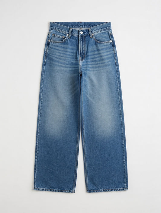 High-Waist Wide Leg Jeans Blue - Women's