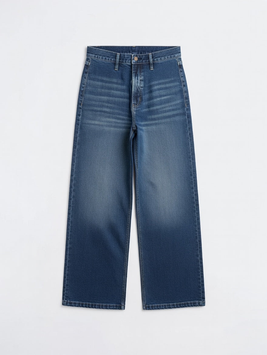 High-Waist Wide Leg Jeans Blue - Women's
