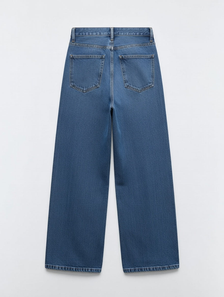 High-Waist Wide Leg Jeans Blue - Women's