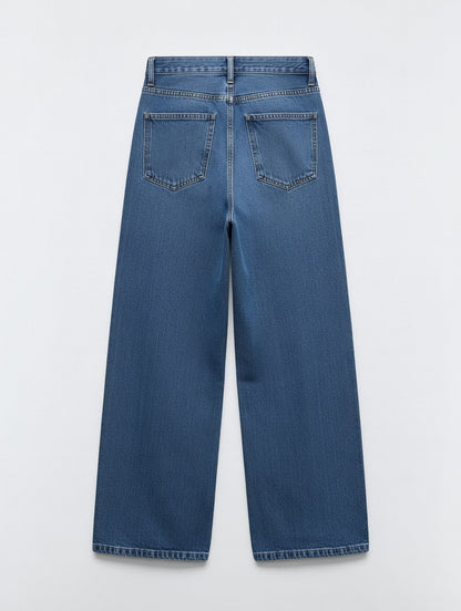 High-Waist Wide Leg Jeans Blue - Women's