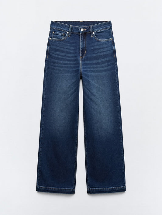 High-Waist Wide Leg Jeans Blue - Women's