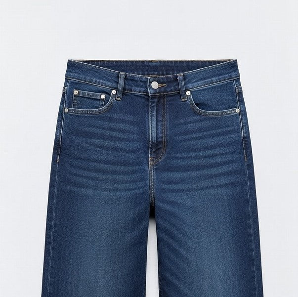 High-Waist Wide Leg Jeans Blue - Women's