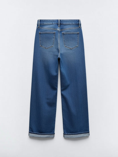 High-Waist Wide Leg Jeans Blue - Women's