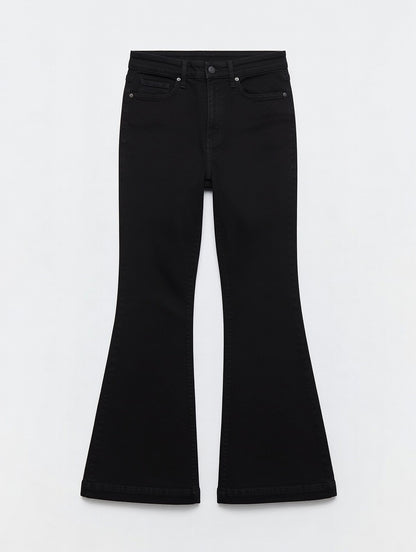 High-Waist Flare Jeans Black - Women's