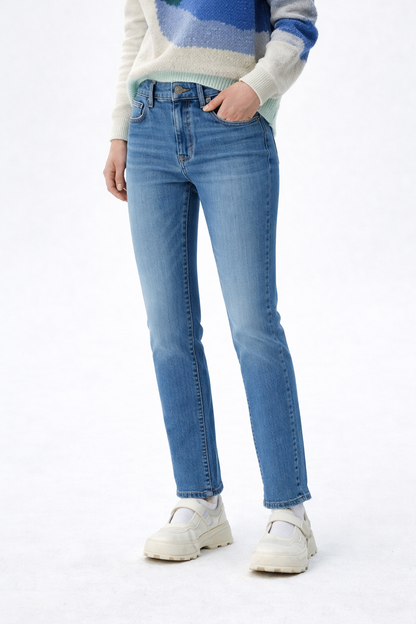 Women’s Mid-Blue Slim Straight Jean’s