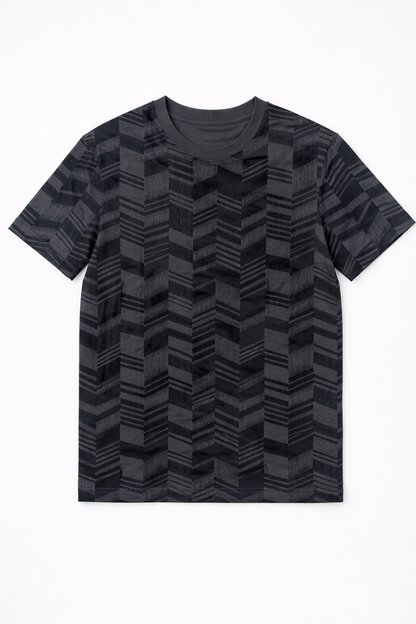 Men’s Black Geometric Pattern T-shirt