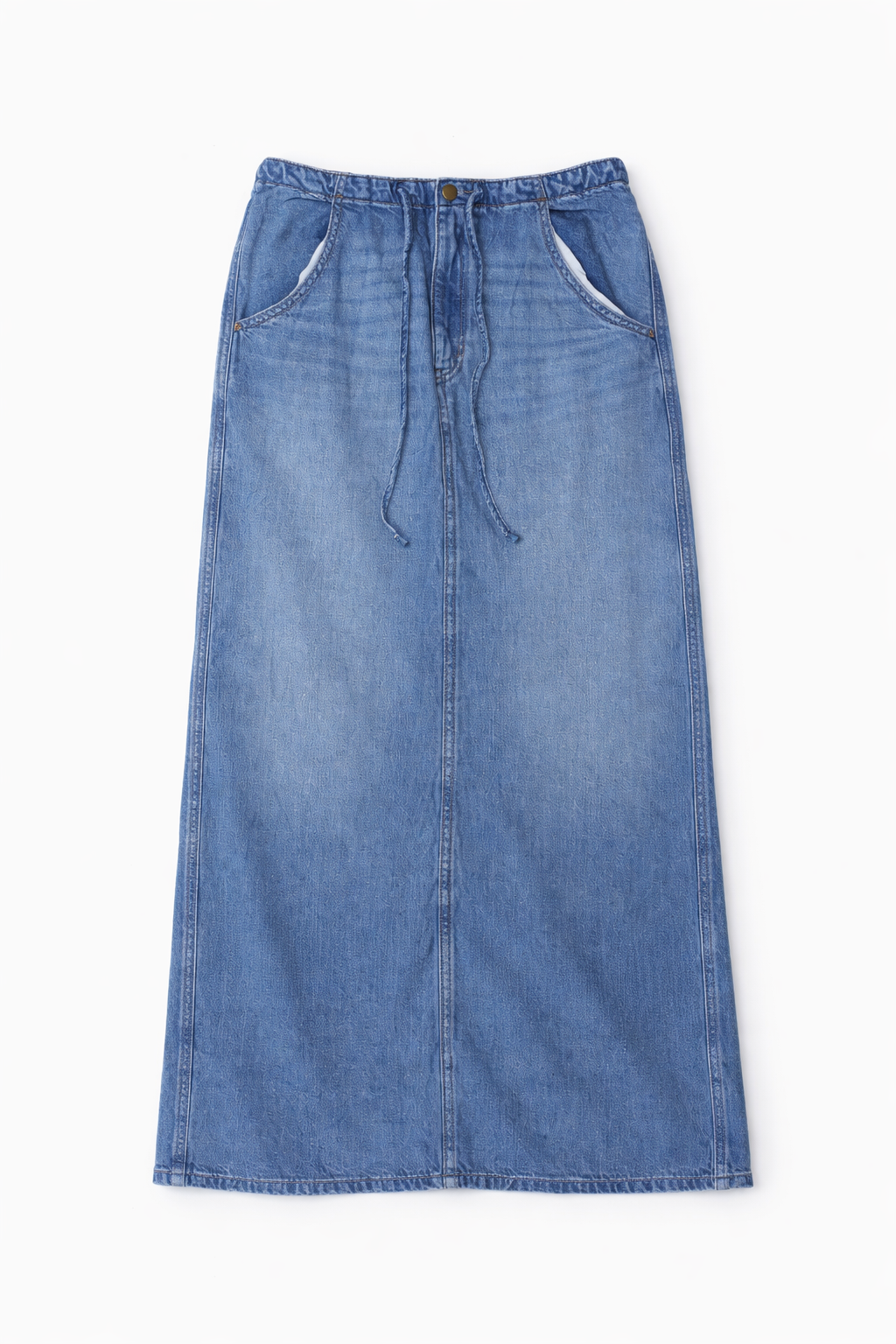 Women's Blue Denim Drawstring Skirt