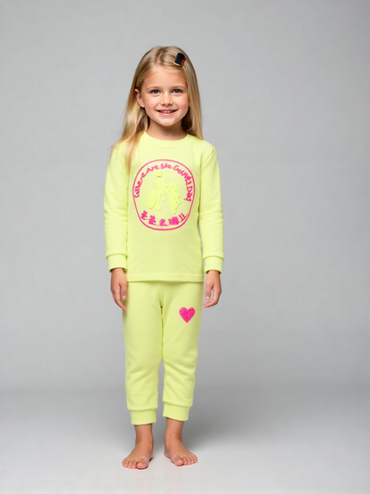 Kid's Neon Yellow Tracksuit