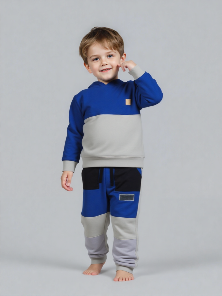 Kid's Blue & Gray Kids Tracksuit Set