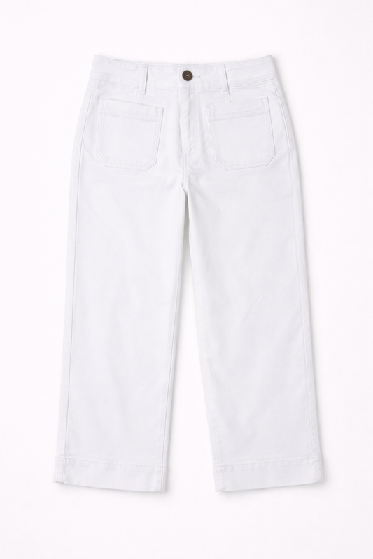 High-Waist Wide Leg Pants White - Women's
