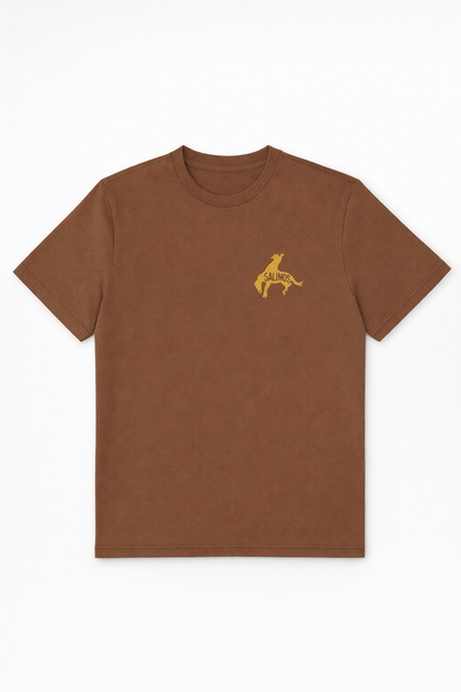 Brown "SALIMOS" Graphic T-Shirt