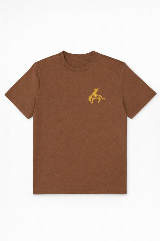 Brown "SALIMOS" Graphic T-Shirt