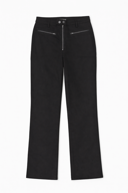Zip-Pocket Flare Pants Black - Women's