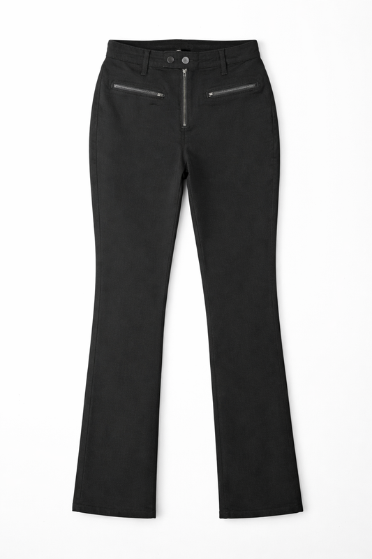 Zip-Pocket Flare Pants Black - Women's