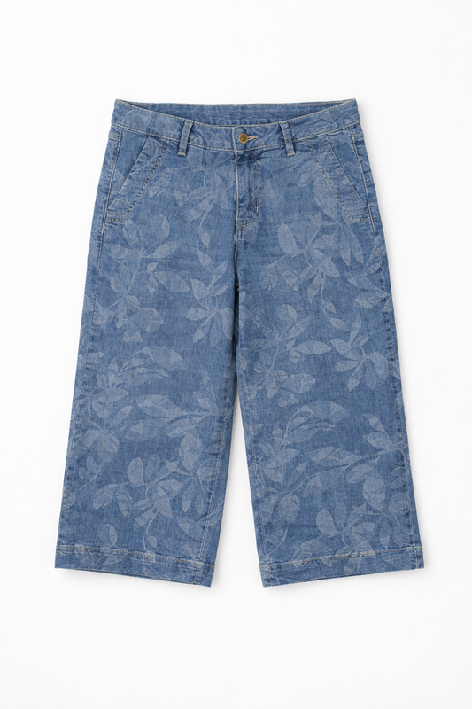 Floral Jacquard Bermuda Shorts Blue - Women's