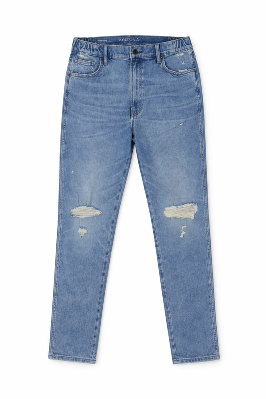 Distressed Straight Jeans Blue - Women's