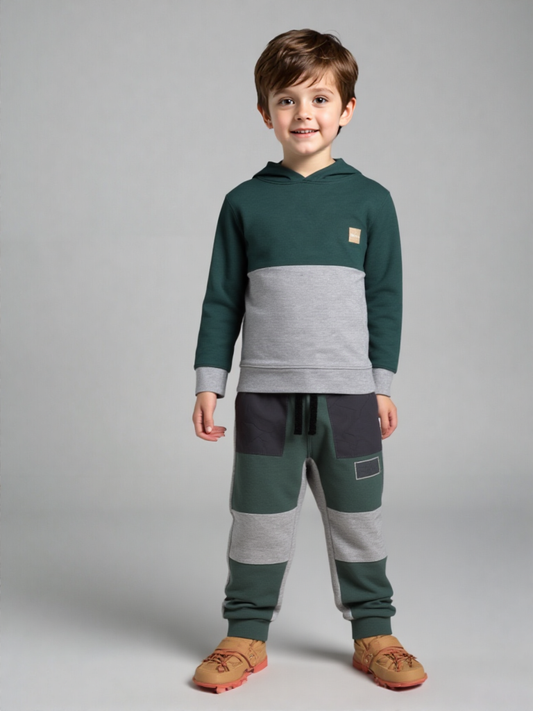 Kid's Green & Gray Kids Tracksuit Set