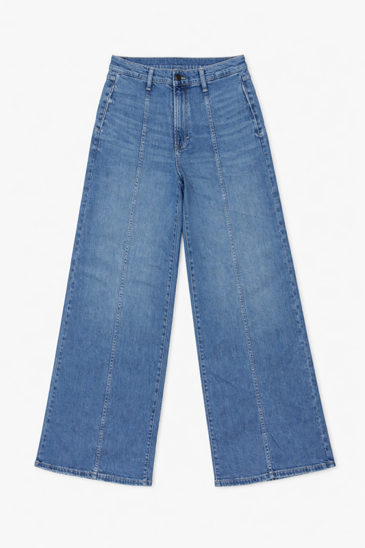 High-Waist Wide Leg Jeans Blue - Women's