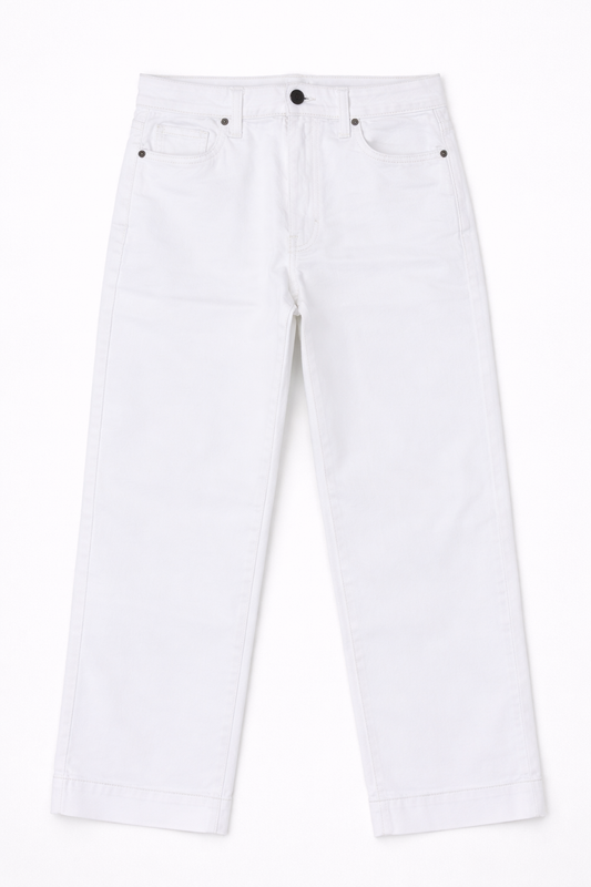 High-Waist Wide Leg Jeans White - Women's