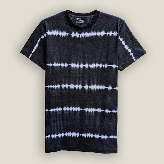 Allover Stripe Tie-Dye Crew Neck Black.