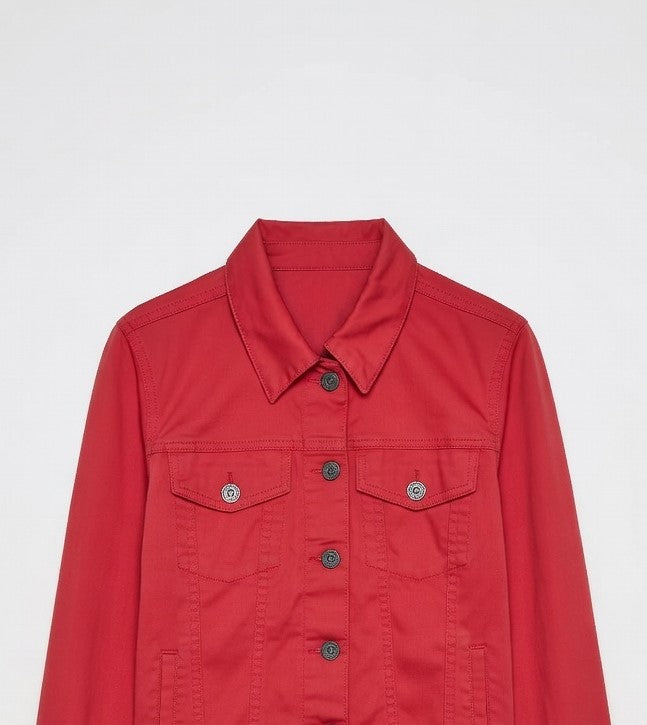 Cropped Short-Sleeve Jacket Red - Women's