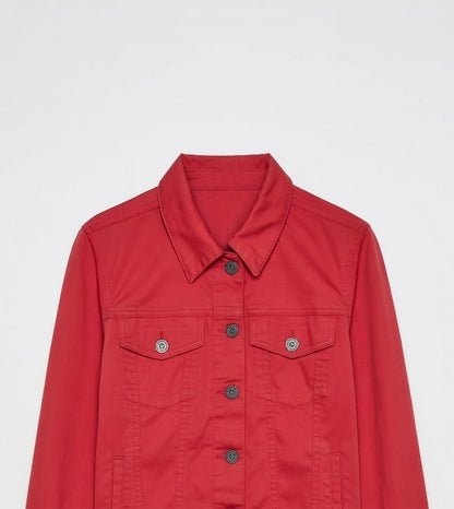 Cropped Short-Sleeve Jacket Red - Women's