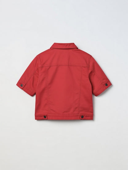 Cropped Short-Sleeve Jacket Red - Women's