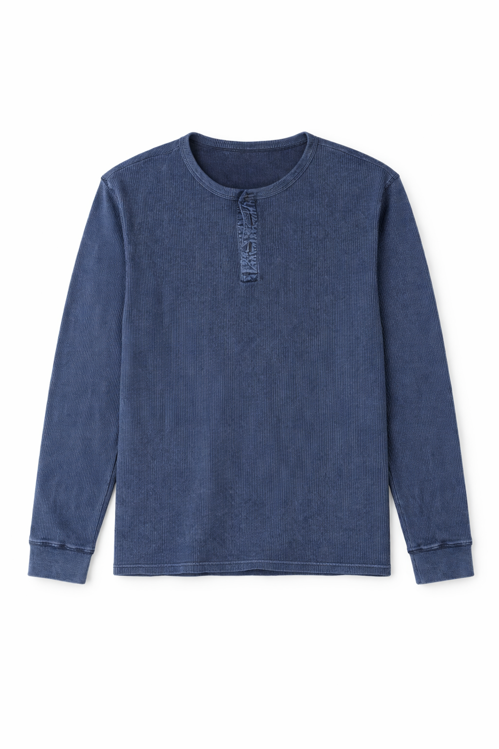Blue Long-Sleeve Henley Shirt