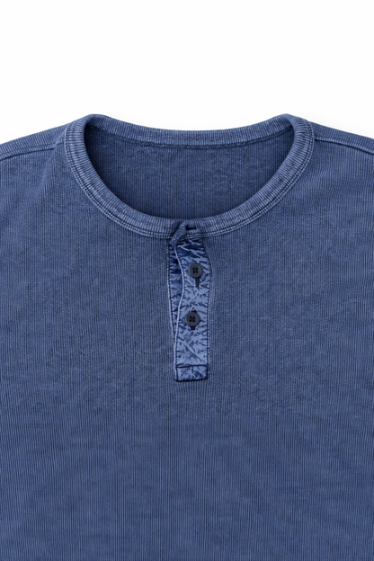 Blue Long-Sleeve Henley Shirt