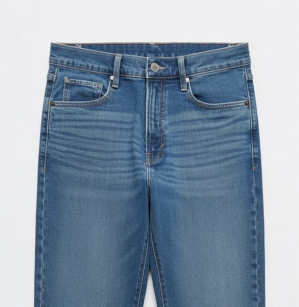 High-Waist Straight Jeans Blue - Women's