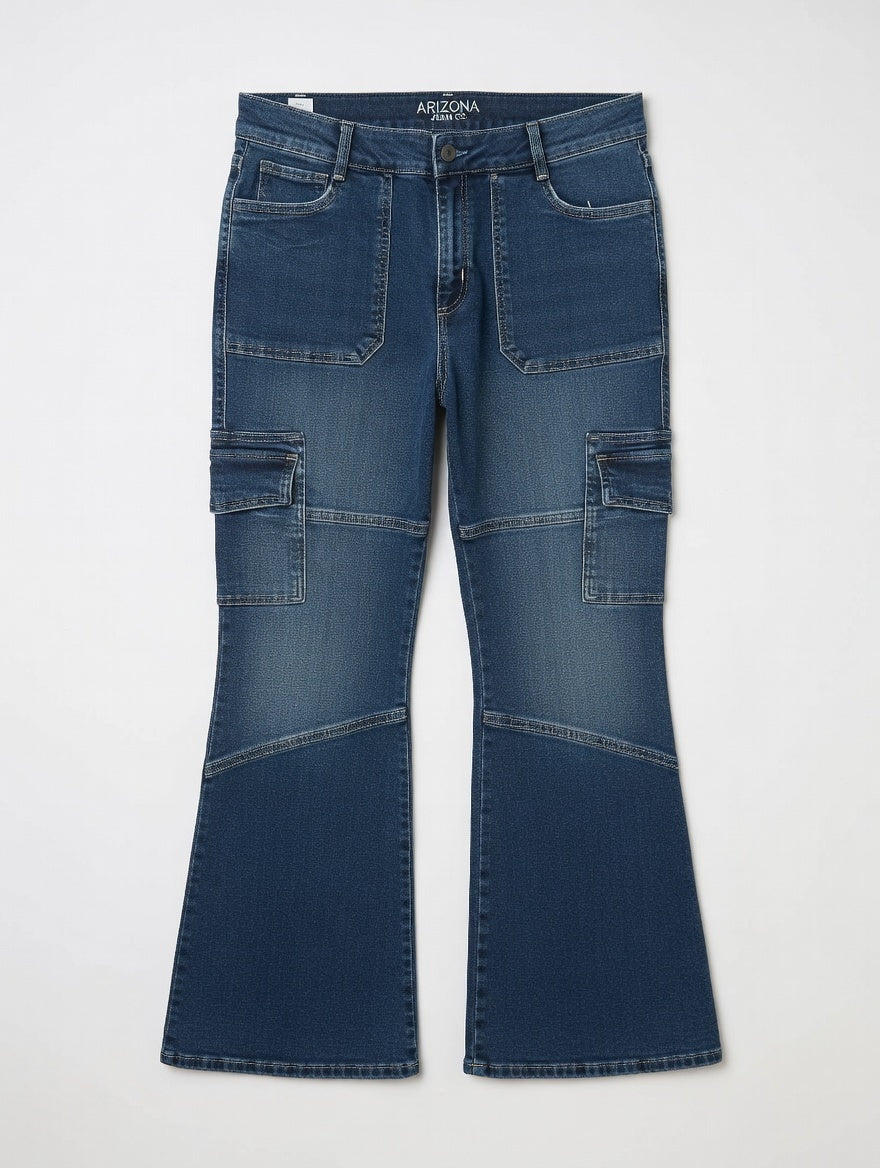 Cargo Flare Jeans Blue - Women's