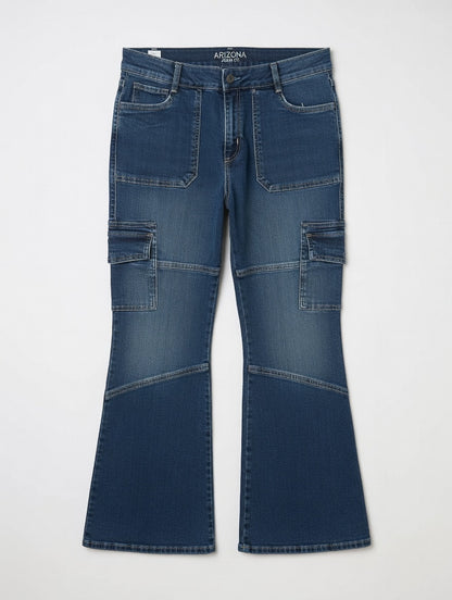 Cargo Flare Jeans Blue - Women's