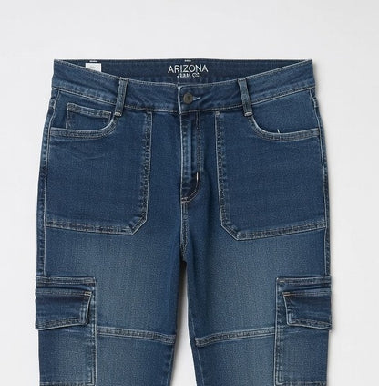 Cargo Flare Jeans Blue - Women's