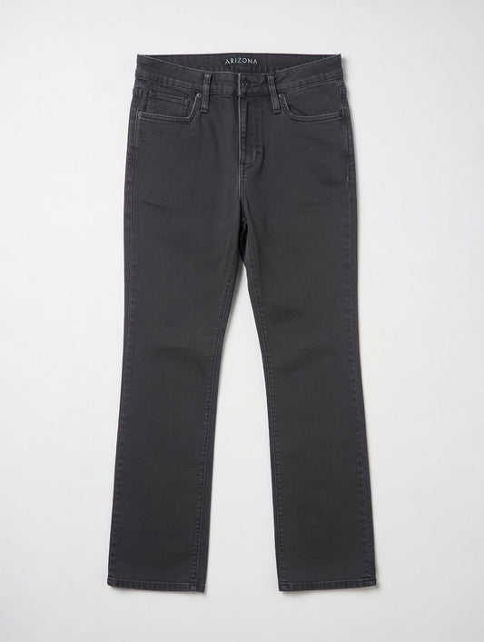 High-Waist Straight Jeans Grey - Women's