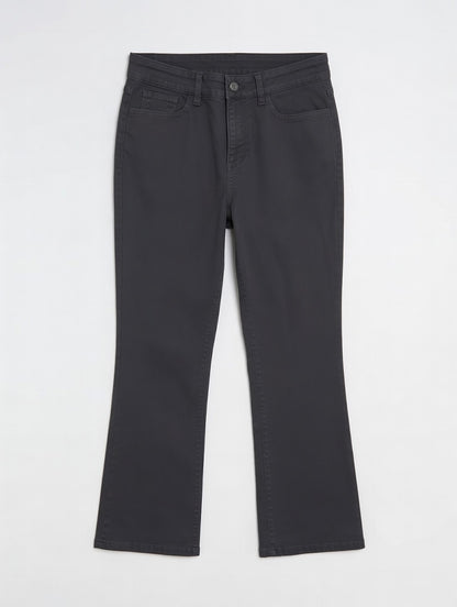 High-Waist Bootcut Pants Grey - Women's