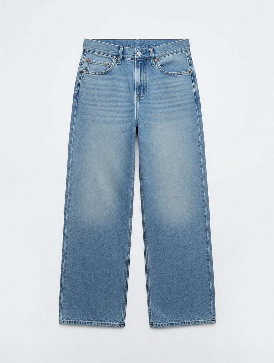 High-Waist Wide Leg Jeans Blue - Women's