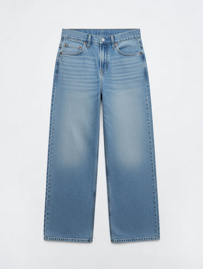 High-Waist Wide Leg Jeans Blue - Women's
