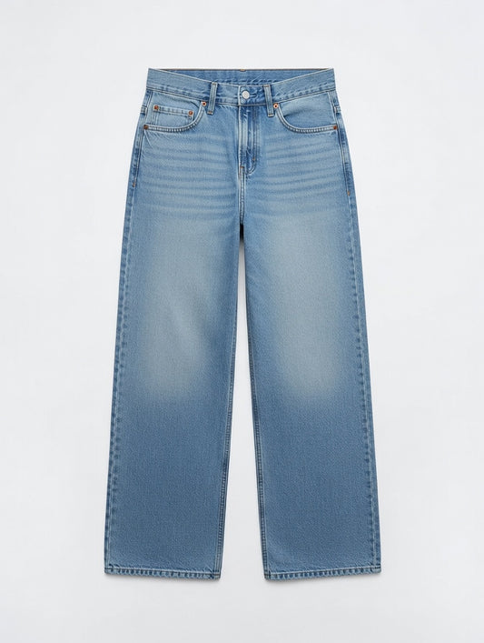 High-Waist Wide Leg Jeans Blue - Women's