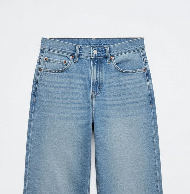 High-Waist Wide Leg Jeans Blue - Women's