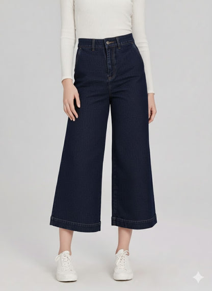 WOMEN'S Navy Blue Wide-Leg Jeans