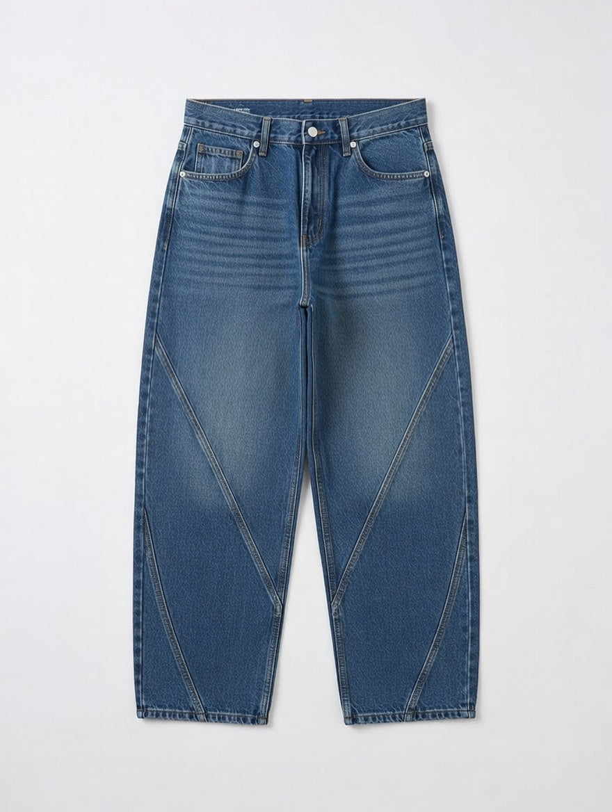 Panel Wide Leg Jeans Blue - Women's