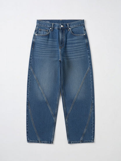 Panel Wide Leg Jeans Blue - Women's