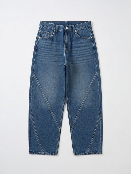 Panel Wide Leg Jeans Blue - Women's