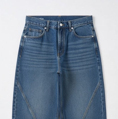 Panel Wide Leg Jeans Blue - Women's